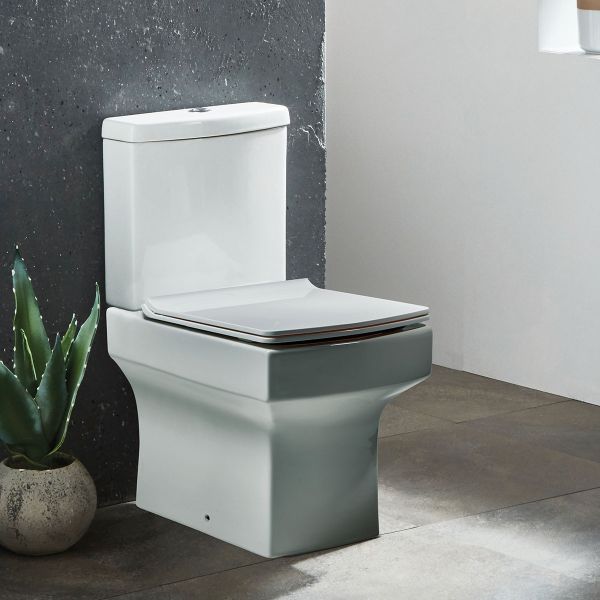 Dezine Eamont Open Backed Close Coupled Toilet with Nith Soft Close Seat