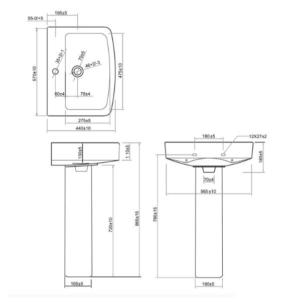 Dezine Eamont Basin with Full Pedestal