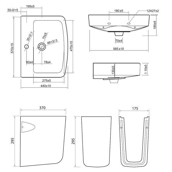 Dezine Eamont Basin with Semi Pedestal