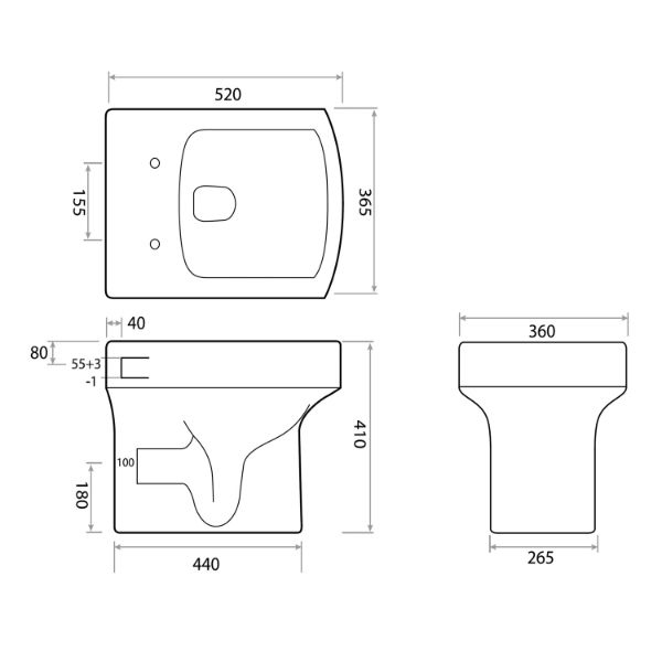 Dezine Eamont Back To Stort Toilet with Nith Soft Close Seat