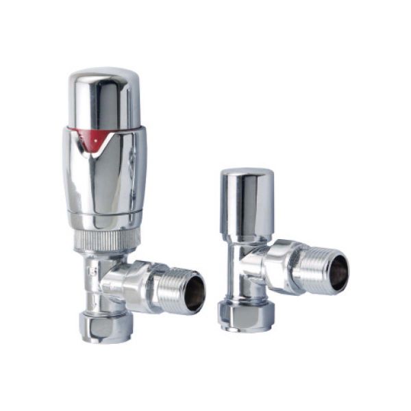 Dezine Designer Angled Radiator Valves Pair - Chrome