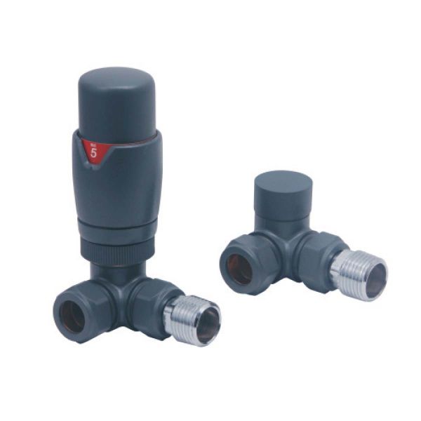 Dezine Designer Corner Radiator Valves Pair - Anthracite