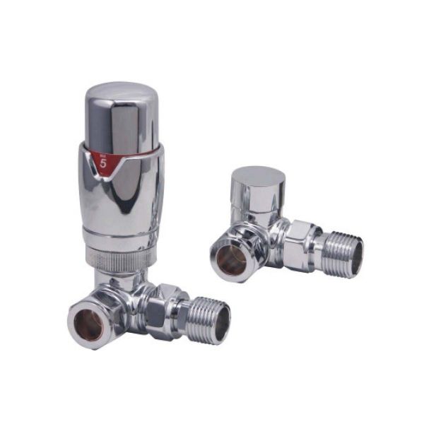 Dezine Designer Corner Radiator Valves Pair - Chrome