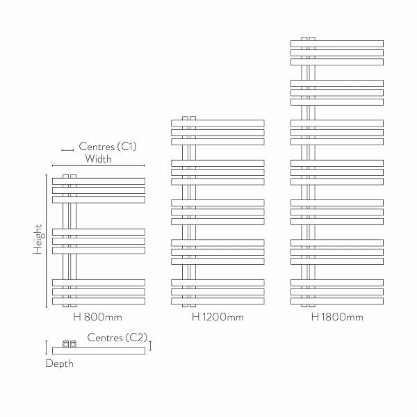 Dezine Deveron Towel Radiator - 800mm X 600mm - Chrome