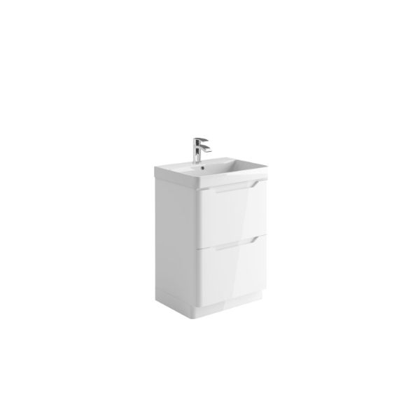 Dezine Kale 600mm Gloss White Floorstanding Vanity Unit