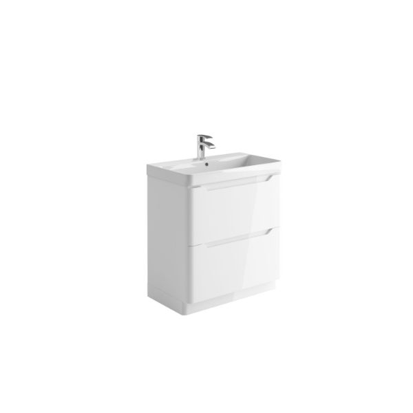 Dezine Kale 800mm Gloss White Floorstanding Vanity Unit