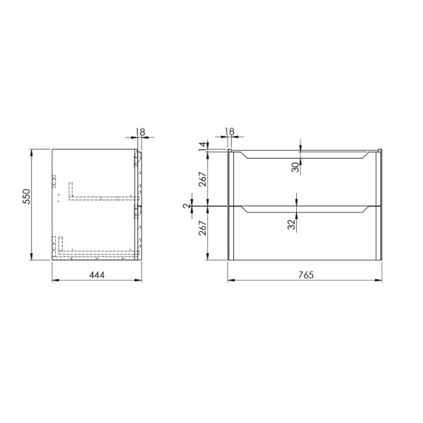 Dezine Kale 800mm Blue Stort Hung Vanity Unit