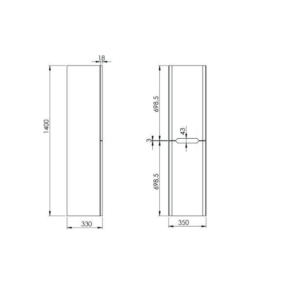 Dezine Kale 300mm Anthracite Tall Storage Unit