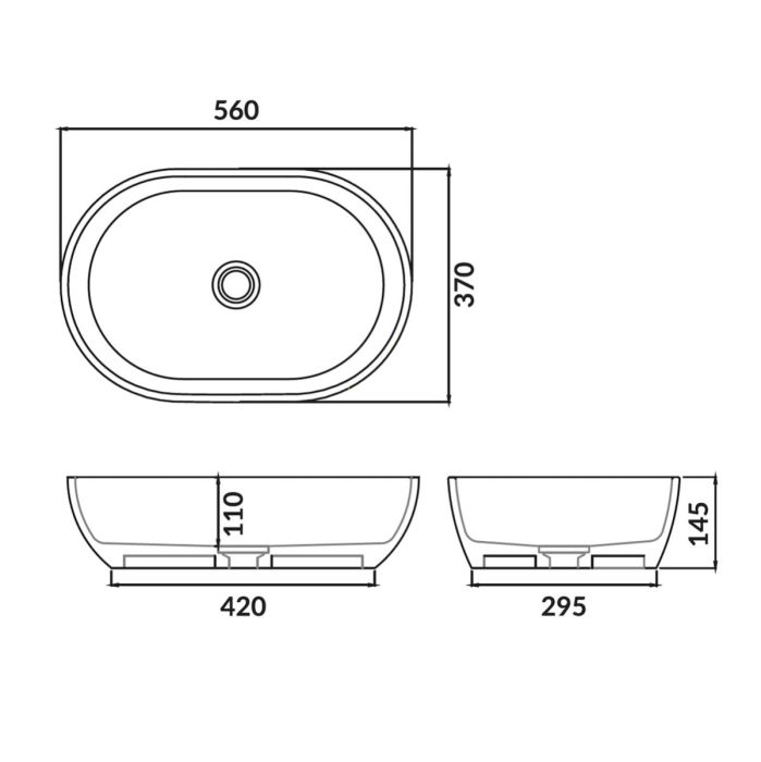 Dezine Liddel 560mm Counter Top Basin - Gloss White