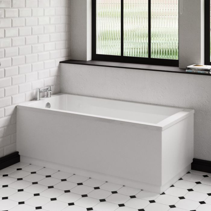 Dezine Duddon Bath Pack with Bath, Rectangular Bath Screen, Tap, Shower and Panel