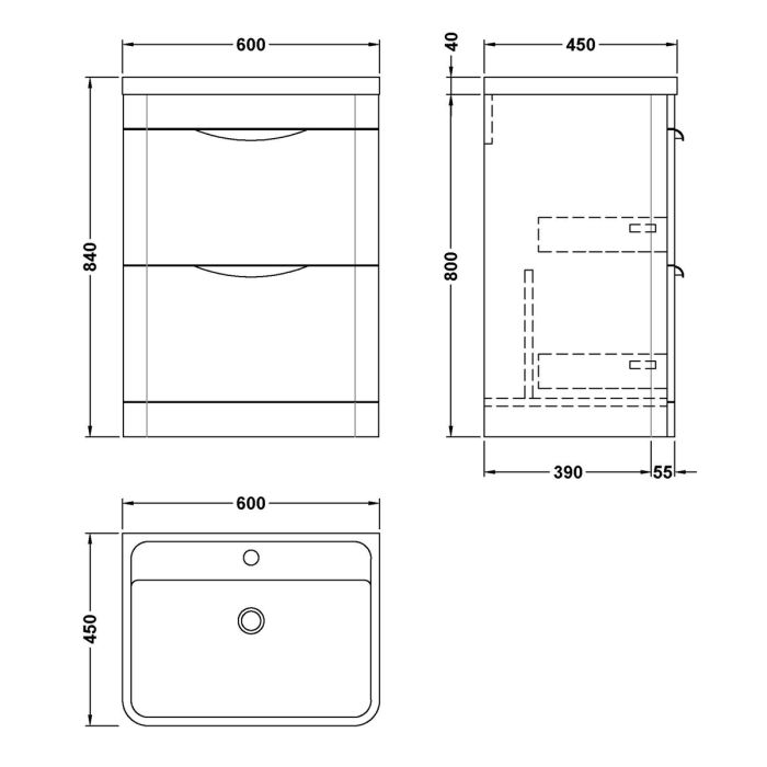 Dezine Dulais 600mm 2 Door Satin Green Floor Standing Vanity Unit