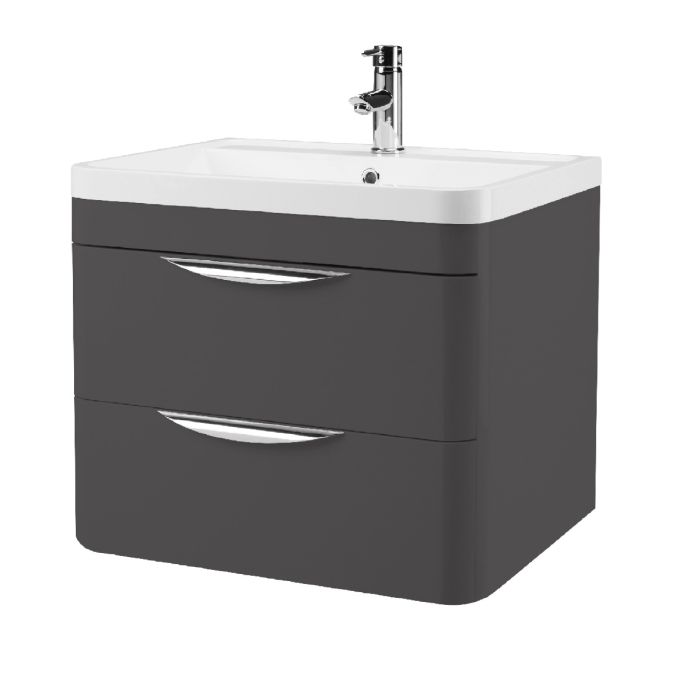 Dezine Dulais 600mm Gloss Grey Stort Hung Vanity Unit