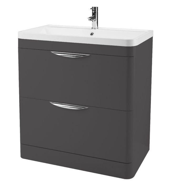 Dezine Dulais 800mm Gloss Grey Floor Standing Vanity Unit