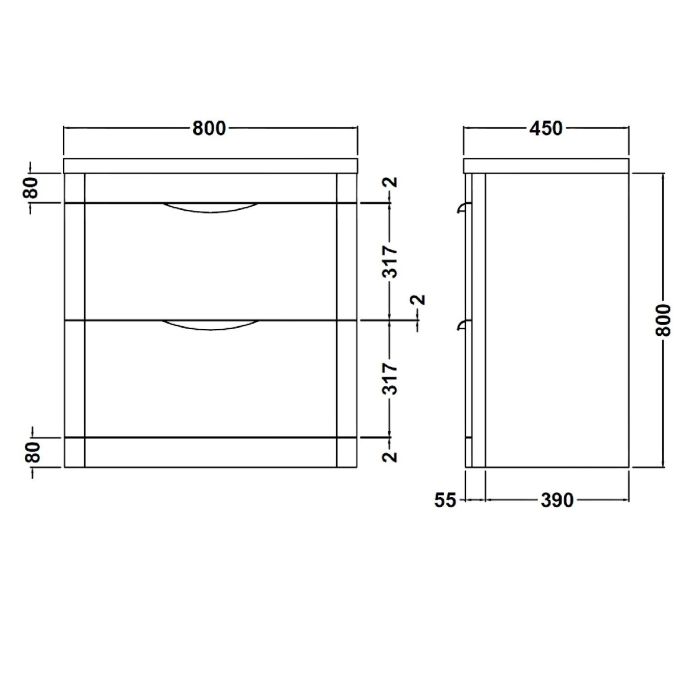 Dezine Dulais 800mm Gloss Grey Floor Standing Vanity Unit