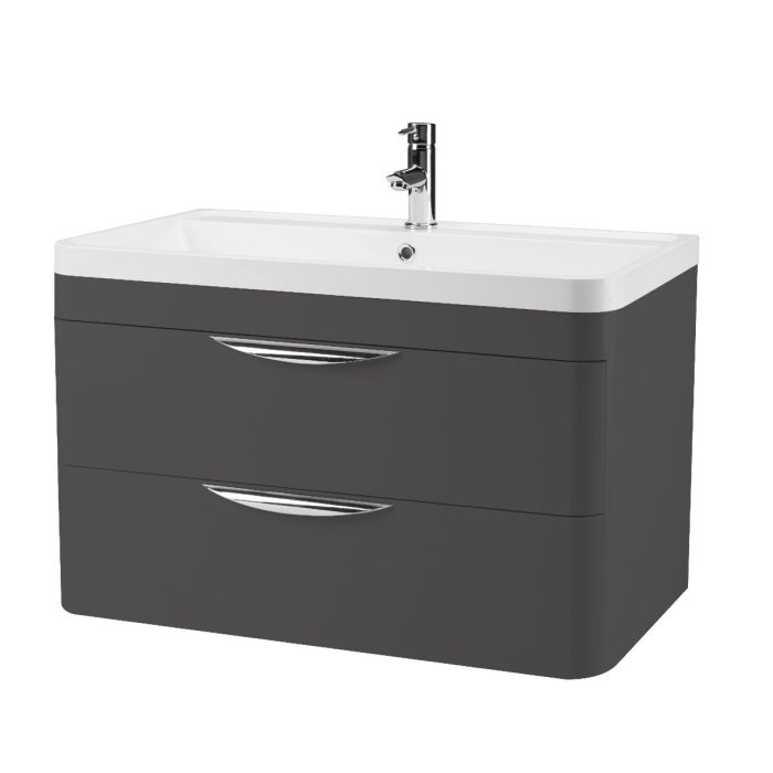 Dezine Dulais 800mm Gloss Grey Stort Hung Vanity Unit