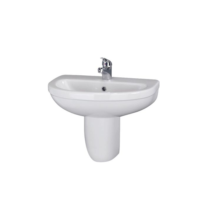 Dezine Grace 550mm 1TH Basin and Semi Pedestal