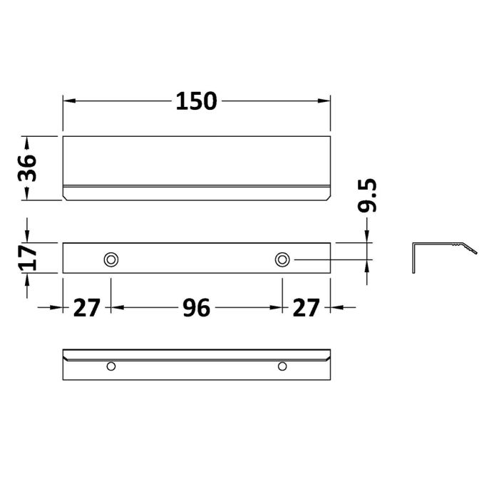 Dezine Chrome 150mm Finger Pull Handle