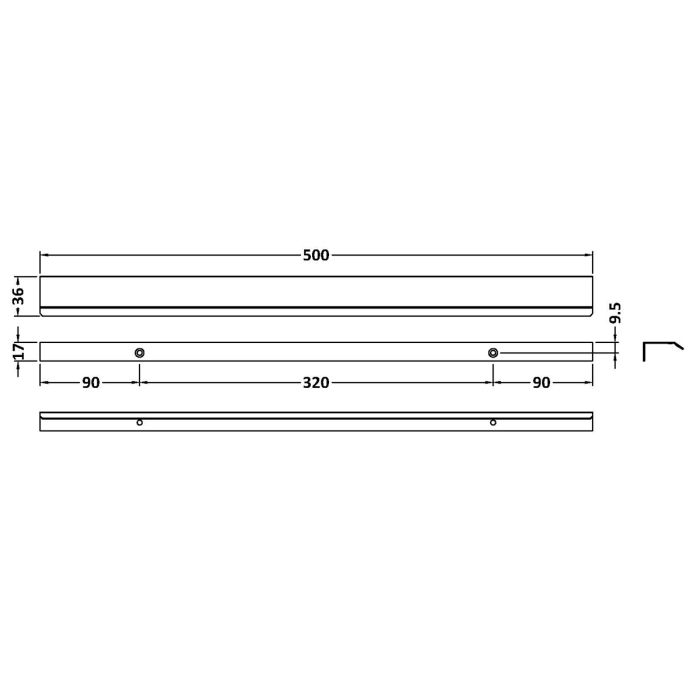 Dezine Chrome 500mm Finger Pull Handle