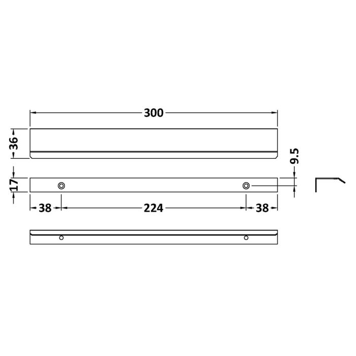 Dezine Matt Black 300mm Finger Pull Handle