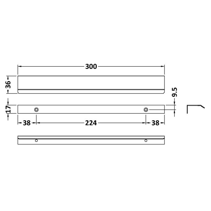 Dezine Bollin Brass 300mm Finger Pull Handle