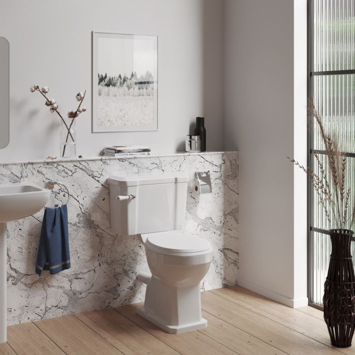 Dezine Ely Close Coupled Toilet, excludes Seat