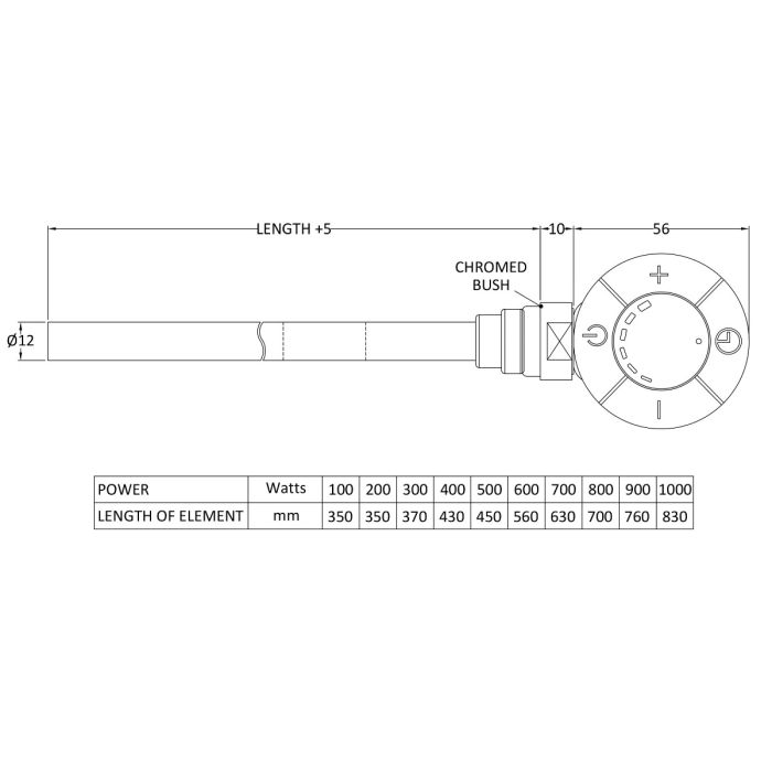 Dezine 150W Chrome Heating Element