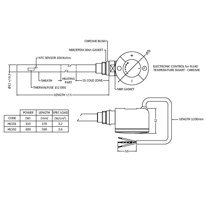 Dezine 300W Thermostatic Heating Element