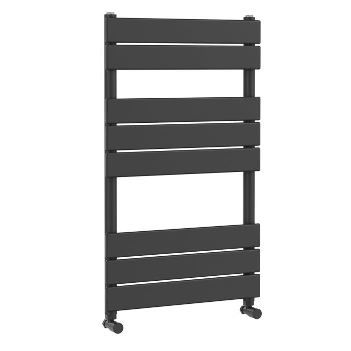 Dezine Matt Black 840 x 500mm Flat Panel Towel Rail