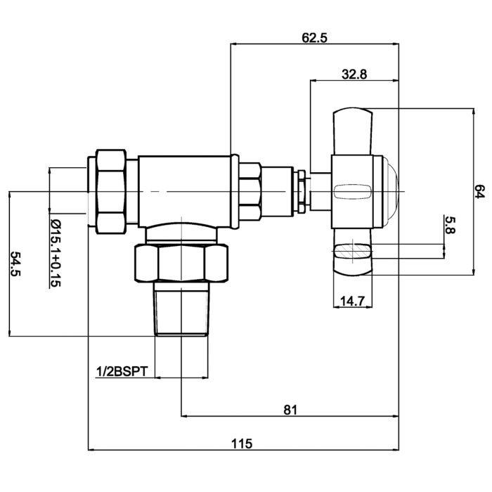 Dezine Rhone Crosshead Angled Radiator Valves - Pair