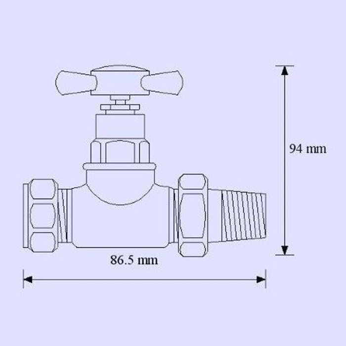 Dezine Rhone Crosshead Straight Radiator Valves - Pair