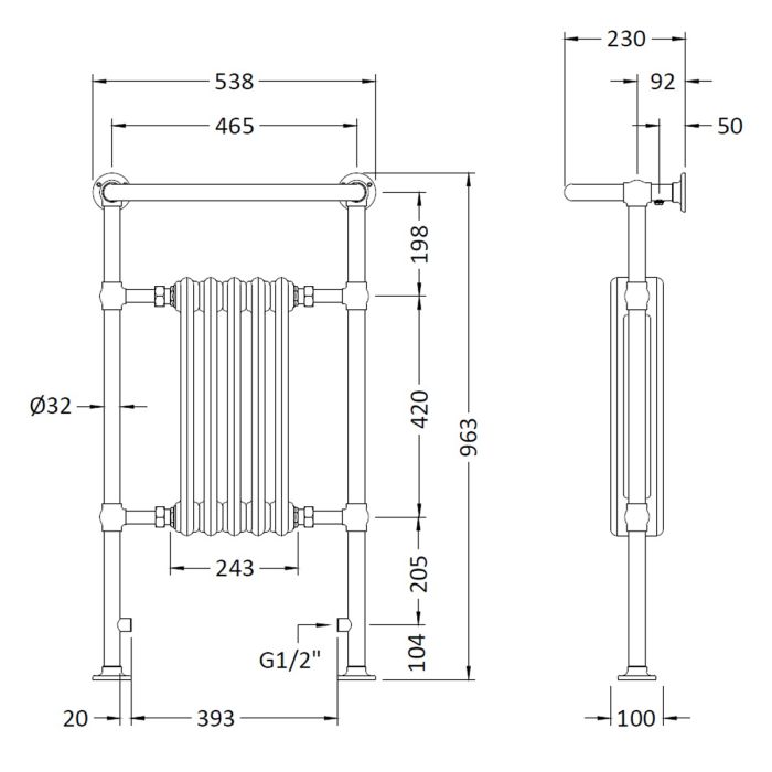 Dezine Liore 965 x 540mm Towel Radiator