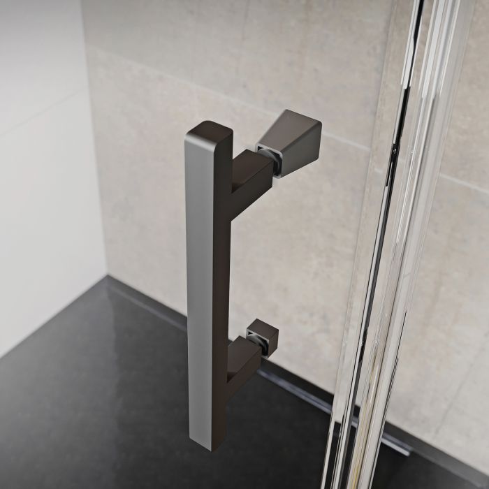 Dezine Pro 8 Black 1000mm Frameless 8mm Hinged Shower Door