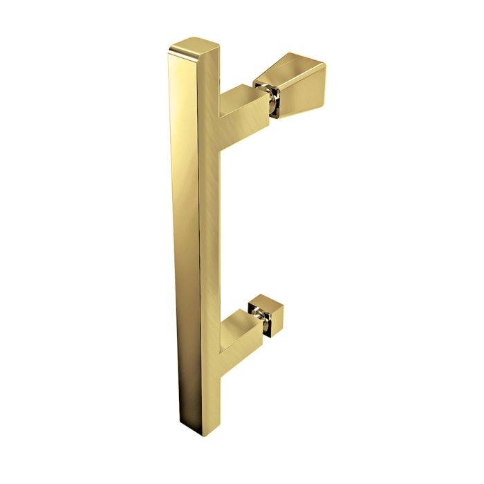 Dezine Pro 8 Brushed Brass 1000 x 800mm Frameless 8mm Hinged Shower Door Enclosure with Side Panel