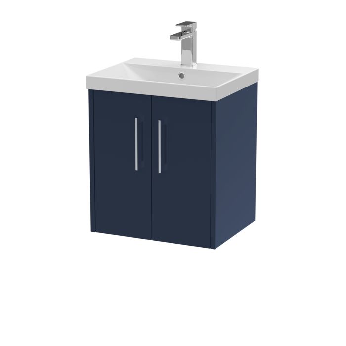 Dezine Almond 500mm Matt Blue 2 Door Stort Hung Vanity Unit