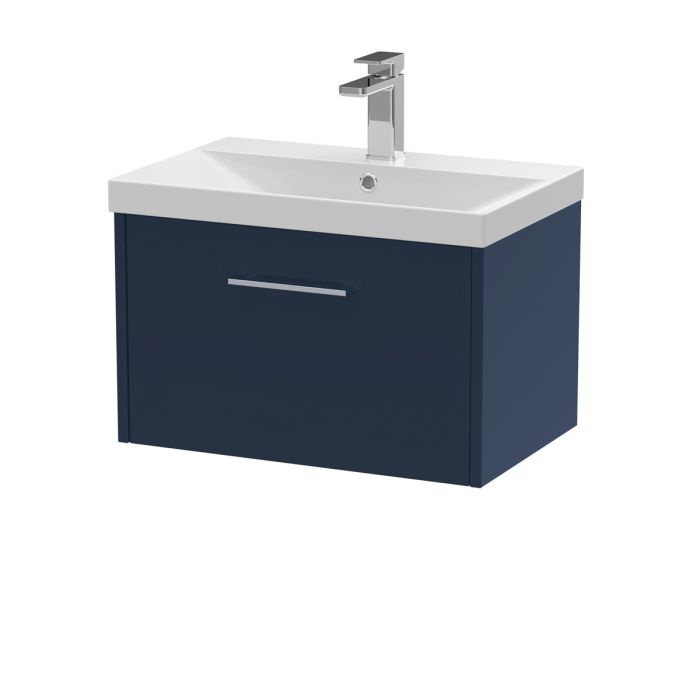 Dezine Almond 600mm Matt Blue 1 Drawer Stort Hung Vanity Unit