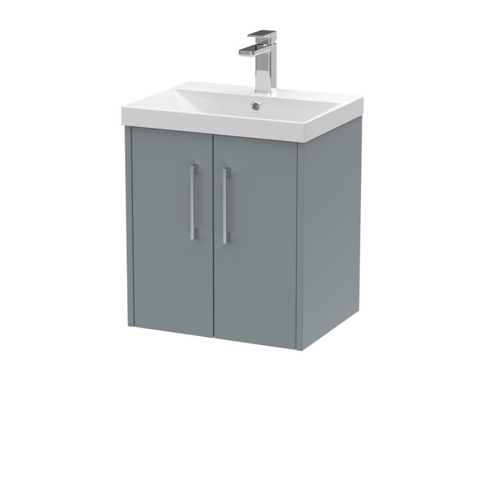 Dezine Almond 500mm Matt Grey 2 Door Stort Hung Vanity Unit