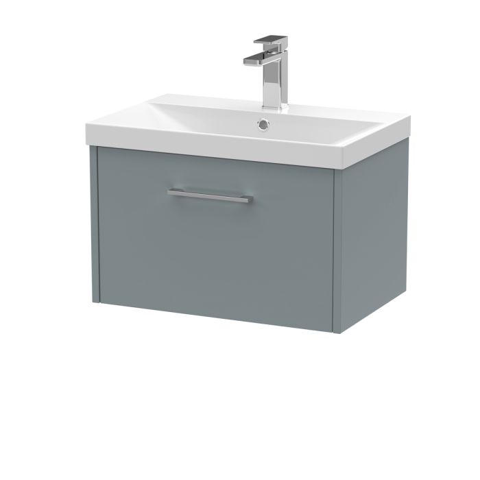 Dezine Almond 600mm Matt Grey 1 Drawer Stort Hung Vanity Unit