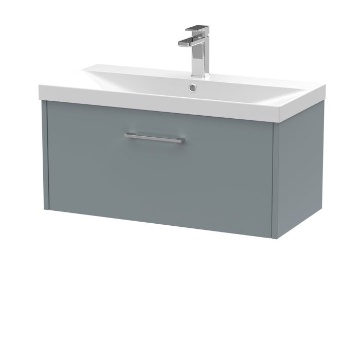 Dezine Almond 800mm Matt Grey 1 Drawer Stort Hung Vanity Unit