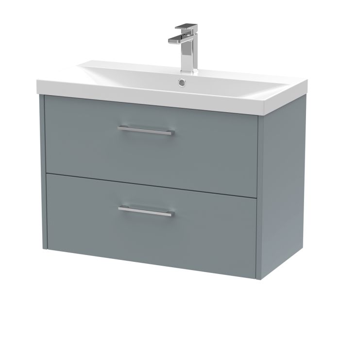 Dezine Almond 800mm Matt Grey 2 Drawer Stort Hung Vanity Unit