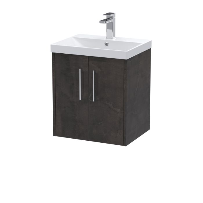 Dezine Almond 500mm Matt Slate 2 Door Stort Hung Vanity Unit