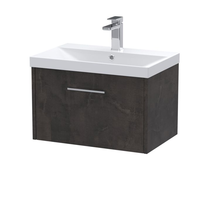 Dezine Almond 600mm Matt Slate 1 Drawer Stort Hung Vanity Unit