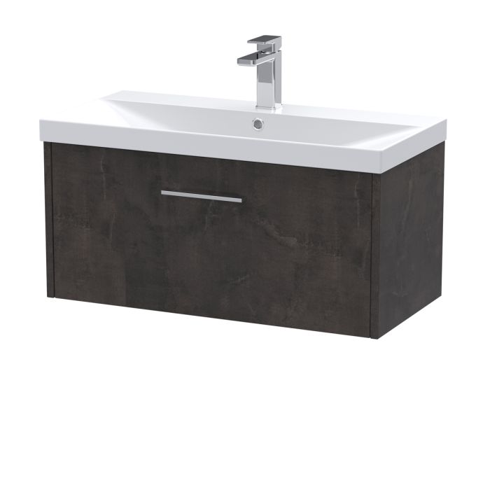 Dezine Almond 800mm Matt Slate 1 Drawer Stort Hung Vanity Unit