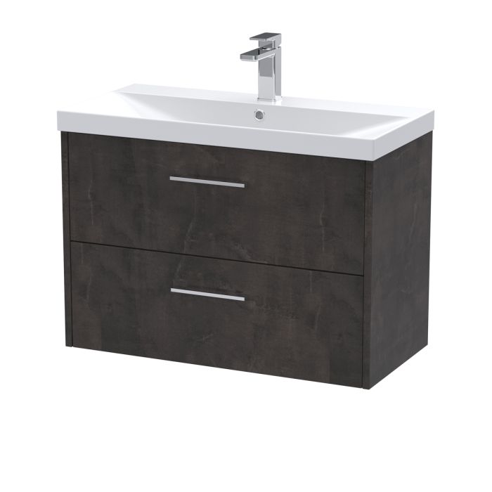 Dezine Almond 800mm Matt Slate 2 Drawer Stort Hung Vanity Unit