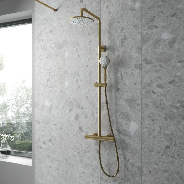 Dezine Pennar 10 Bollin Brass 2 Oulet Exposed Shower Kit