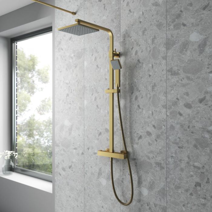 Dezine Cubo Grace Bollin Brass 2 Outlet Exposed Shower Kit