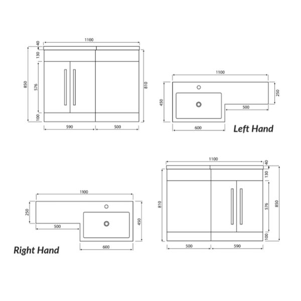 Dezine Medway 1100mm Blue Glen Hand Combination Pack