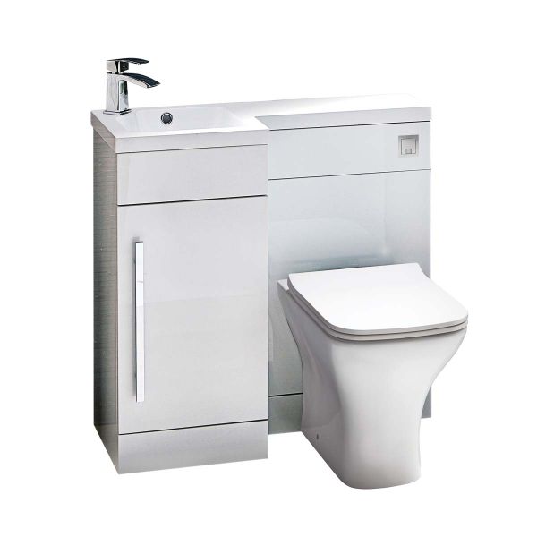 Dezine Nene 900mm Gloss White Glen Hand Combination Pack