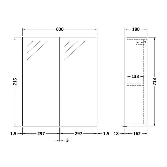 Dezine Avon 2 600mm Solace Oak Mirror Unit