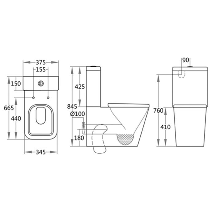 Dezine Idle Pro Close Coupled Toilet with Wrapover Seat