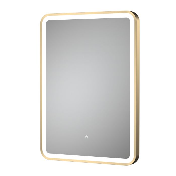 Dezine 700 x 500mm Storm Brushed Brass Framed Mirror with Touch Sensor